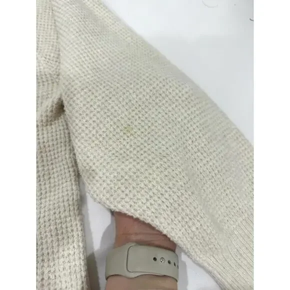 Aerie Beige Cozy Up Oversized Waffle Knit Button Sweater- Size XXL - Picture 9 of 9